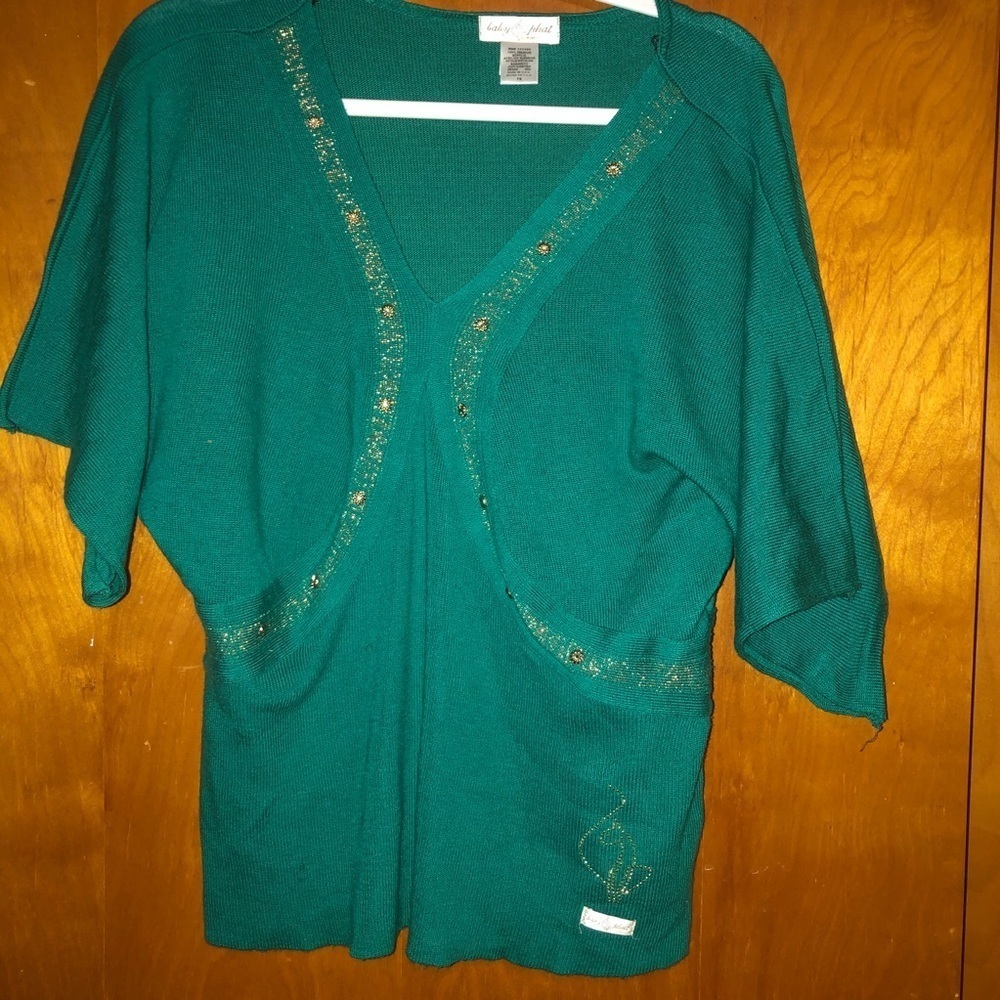 Baby phat vneck green batwing sweater top 1x